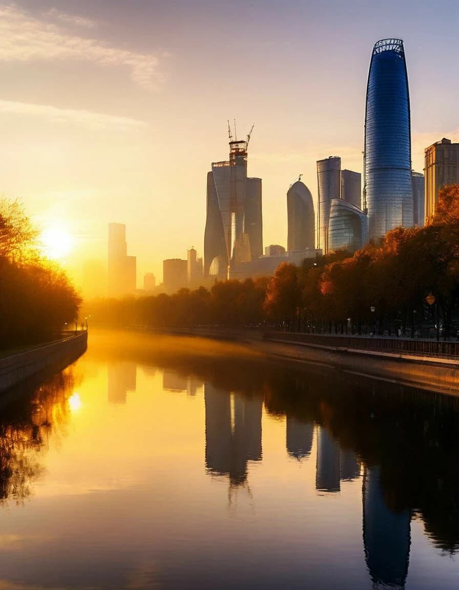 Москва просыпается среди небоскрёбов